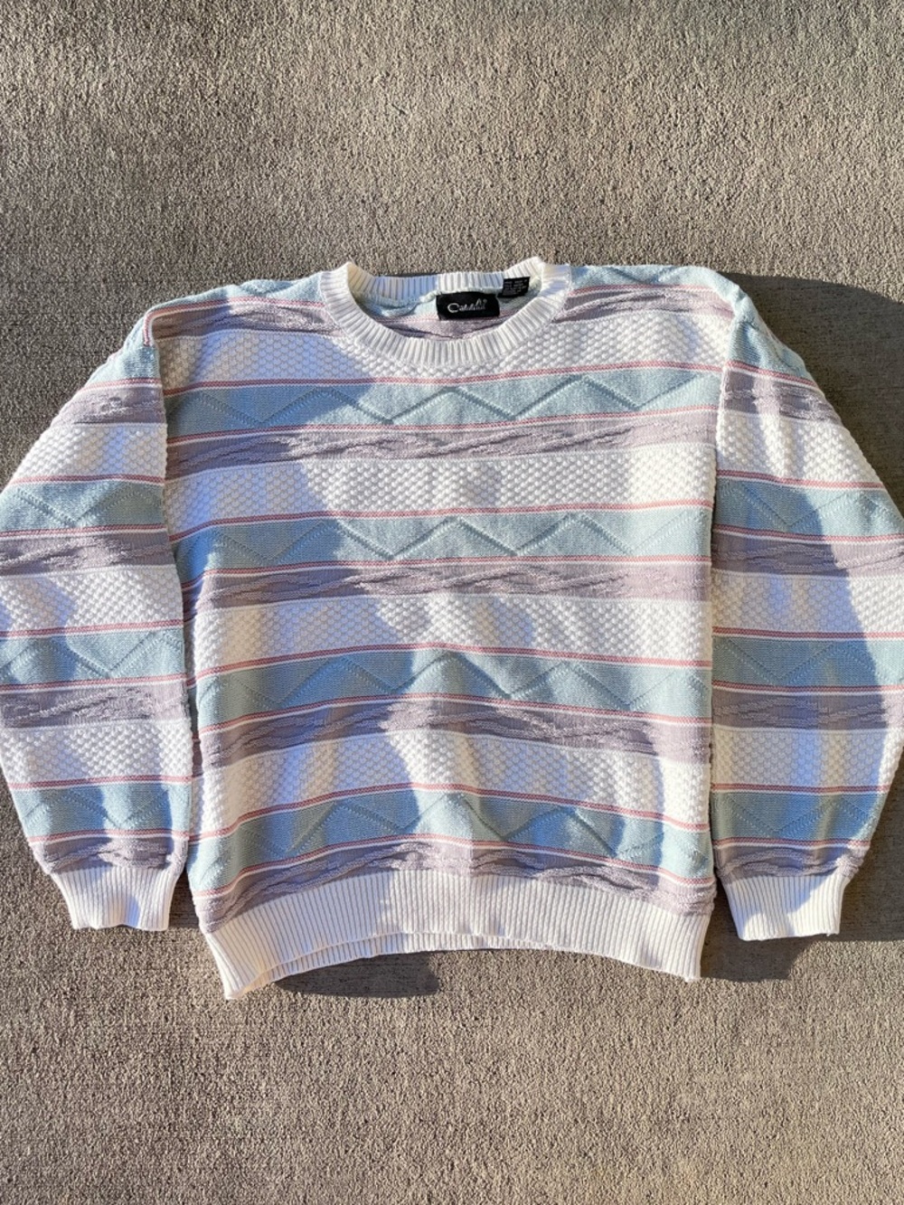 Vintage 90s 3D chunky knit long sleeve COOGI style sweater pastel multi color